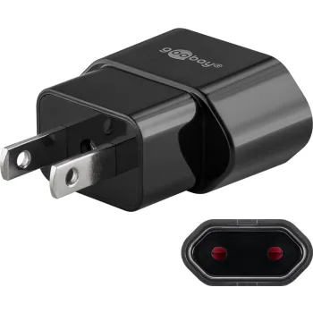 Adapter podróżny PŁASKI gn. EU wt. USA Goobay BLK