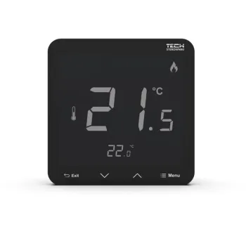 Bezprzewodowy regulator pokojowy bateryjny dopuszkowy czarny R-8PB PLUS Tech Sterowniki