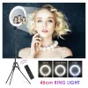 Okrągła lampa ring 18'' z stelażem tripod 1.9m AC