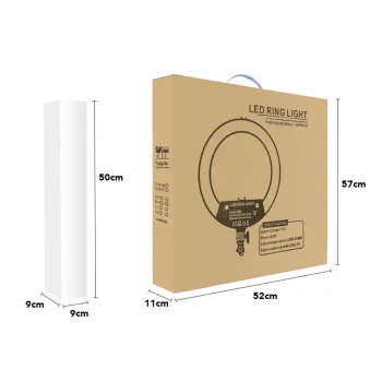 Okrągła lampa ring 18'' z stelażem tripod 1.9m AC