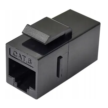 Złącze Keystone RJ45 CAT 6A gn/gn beczka czarne