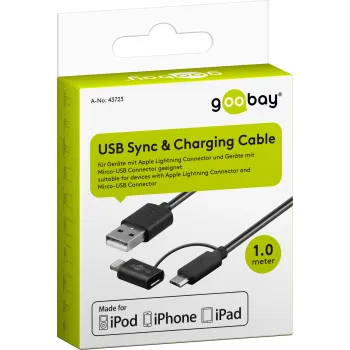 Kabel USB - microUSB + Apple Lightning Goobay 1m
