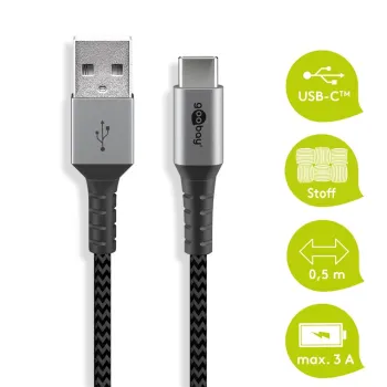 Kabel USB-C - USB-A 2.0 Goobay TEXTIL 1m