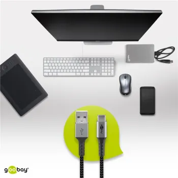 Kabel USB-C - USB-A 2.0 Goobay TEXTIL 1m