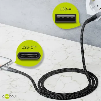 Kabel USB-C - USB-A 2.0 Goobay TEXTIL 1m