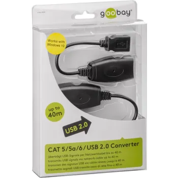 Przedłużacz USB na LAN CAT 5e/6/6A Goobay do 40m