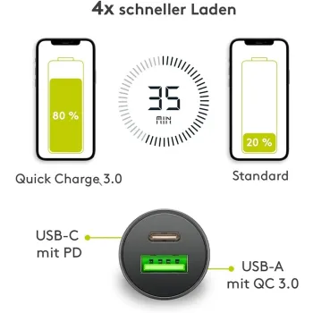 Ładowarka samochodowa USB USB-C PD 3A 27W Goobay