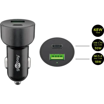 Ładowarka samochodowa USB USB-C PD QC 48W Goobay