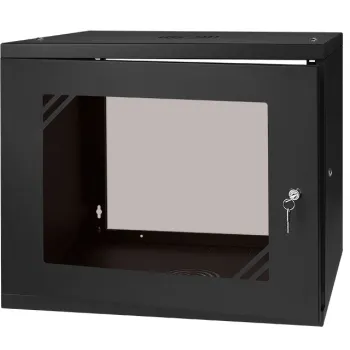 Szafa RACK 19'' 9U 600x450mm CZARNA Szklane drzwi