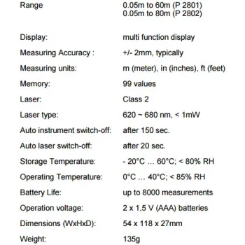 Dalmierz Laserowy do 40m PeakTech 2800A