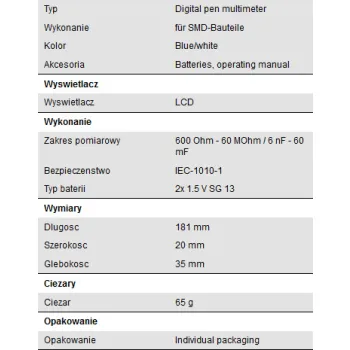 Cyfrowy Tester Rezystancji SMD PeakTech 3710