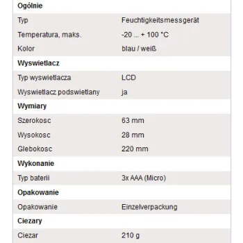 Termohigrometr z punktem rosy PeakTech 5039