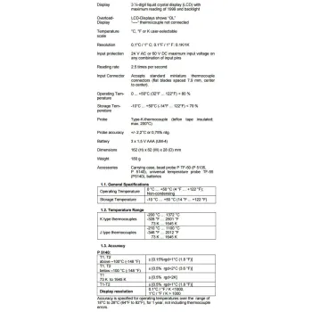 Cyfrowy Miernik Temperatury 1-kanał PeakTech 5135