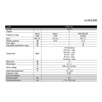 Wzmacniacz szerokopasmowy ALCAD AI-231 47-862 28dB