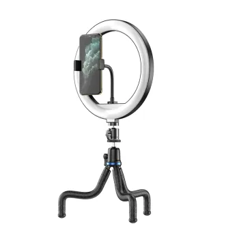 Okrągła lampa 10" z stelażem tripodem Octopus USB