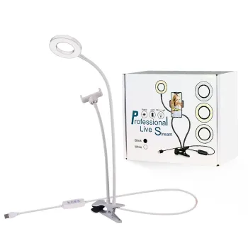 Okrągła lampa kosmetyczna LED 9 cm klips i uchwyt