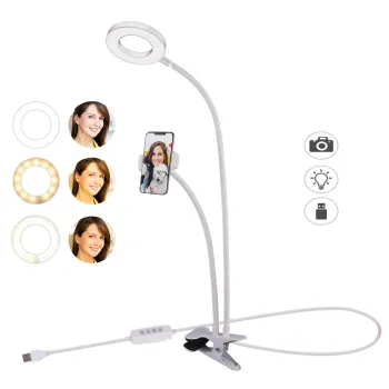 Okrągła lampa kosmetyczna LED 9 cm klips i uchwyt