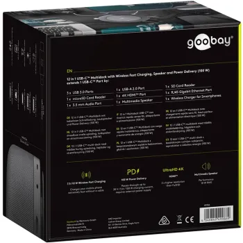 Multiport Goobay USB-C HDMI RJ45 USB SD AUX QI Spk