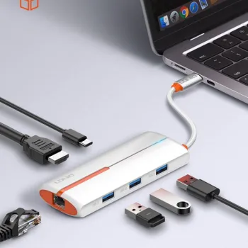 Adapter HUB USB-C 6w1 USB 3.0 HDMI PD RJ45 100W B