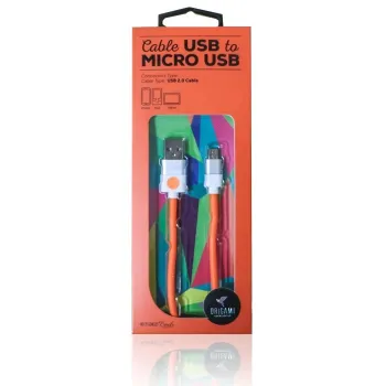 Kabel USB - microUSB 2.0 ORIGAMI 3m Pomarańczowy