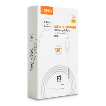 Kabel USB-C - Lightning LDNIO 2m 30W biały LC122I