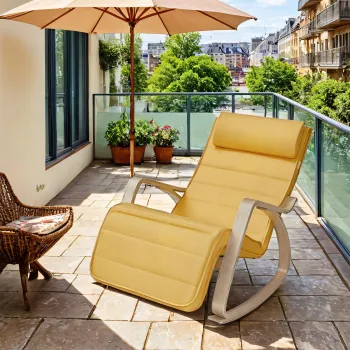 Krzesło bujane z podnóżkiem SPC-RIVA-01 Żółte