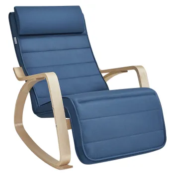 Krzesło bujane z podnóżkiem SPC-RIVA-01 Niebieskie