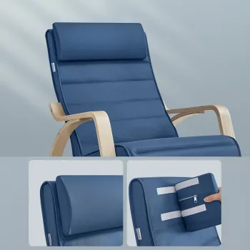 Krzesło bujane z podnóżkiem SPC-RIVA-01 Niebieskie