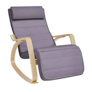 Krzesło bujane z podnóżkiem SPC-RIVA-01 Szare
