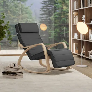 Krzesło bujane z podnóżkiem SPC-RIVA-01 Czarne