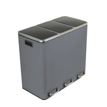 Kosz na śmieci metalowy 3x18L ciemnoszary 54L
