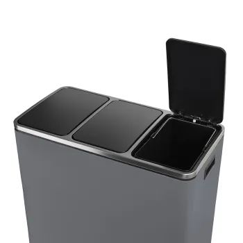 Kosz na śmieci metalowy 3x18L ciemnoszary 54L