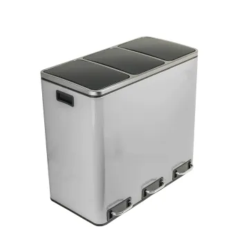Kosz na śmieci metalowy 3x18L srebrny 54L