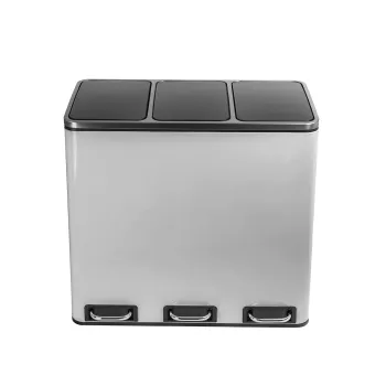 Kosz na śmieci metalowy 3x18L srebrny 54L