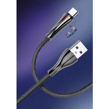 Kabel USB-A/Lightning LDNIO z LED 2m szary LS462L