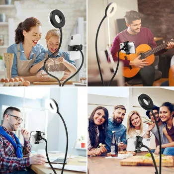 Okrągła lampa kosmetyczna LED 9 cm klips i uchwyt