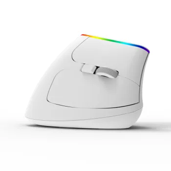 Bezprzewodowa mysz pionowa Delux M618C RGB biała