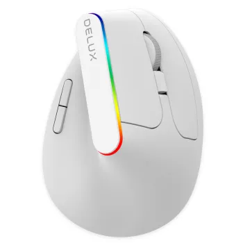 Bezprzewodowa mysz pionowa Delux M618C RGB biała