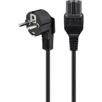 Kabel zasilający C5 kątowy Goobay czarny 1,8m
