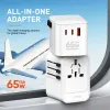 Uniwersalny adapter podróżny GaN 65W 2xPD + 1xQC