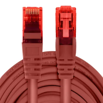 Kabel RJ45 CAT 6 U/UTP AWG24 czerwony 0,5m