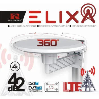 Antena Red Eagle ELIXA 360 DOOKÓLNA DVB-T2 42dB