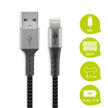 Kabel USB 2.0 - Apple Lightning Goobay TEXTIL 0,5m