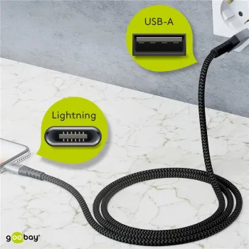 Kabel USB 2.0 - Apple Lightning Goobay TEXTIL 2m