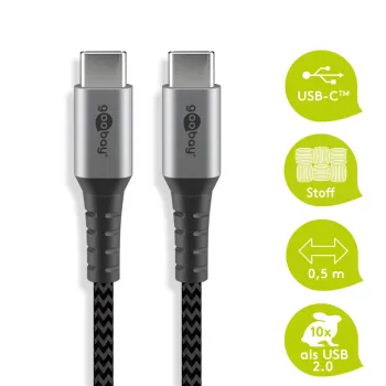 Kabel USB-C 2.0 0,48 Gb/s Goobay TEXTIL 0,5m