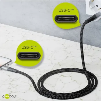 Kabel USB-C 2.0 480 Mb/s Goobay KĄTOWY TEXTIL 1m