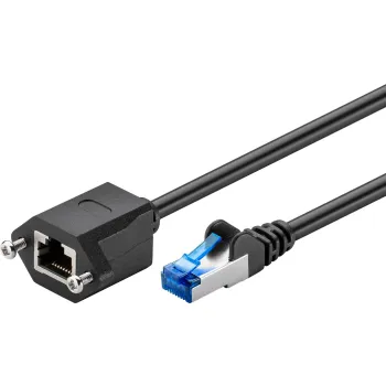 Kabel LAN Przedłużacz CAT 6A S/FTP czarny 0,5m