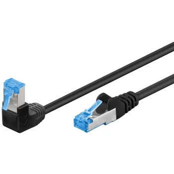Kabel LAN Patchcord CAT 6A S/FTP 1x90 czarny 2m