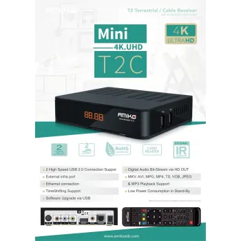 Tuner AMIKO MINI T2C 4K DVB-T2/C HEVC H.265