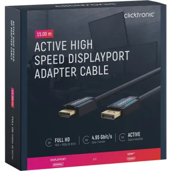CLICKTRONIC Kabel DisplayPort DP - HDMI 15m
